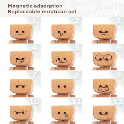 HappyTimber™ – Wooden Sway Figure with 12 Magnetic Emotions (50% Off)