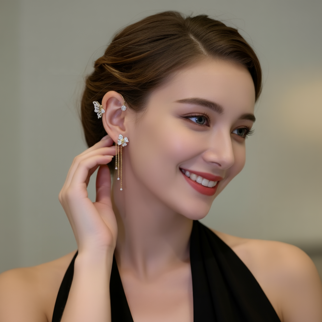 Aurelune™ – Butterfly and Flower Tassel Earrings (50% Off)