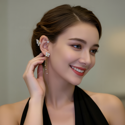 Aurelune™ – Butterfly and Flower Tassel Earrings (50% Off)