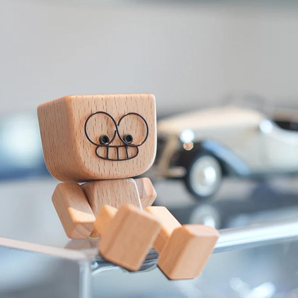 HappyTimber™ – Wooden Sway Figure with 12 Magnetic Emotions (50% Off)