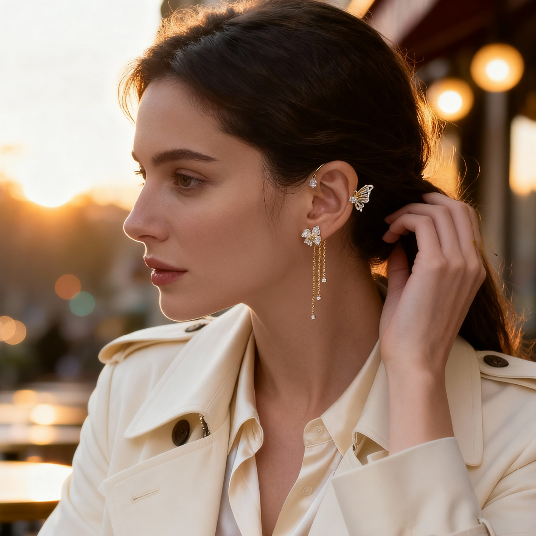 Aurelune™ – Butterfly and Flower Tassel Earrings (50% Off)