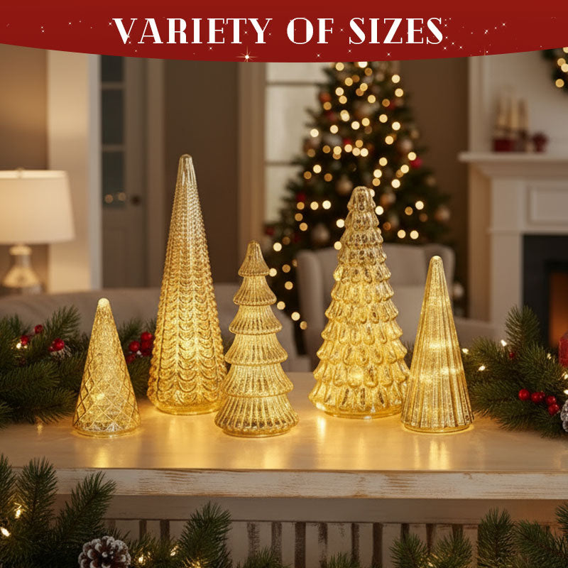 Merrydale™ – Full Set Glowing Mercury Glass Christmas Trees (50% Off)
