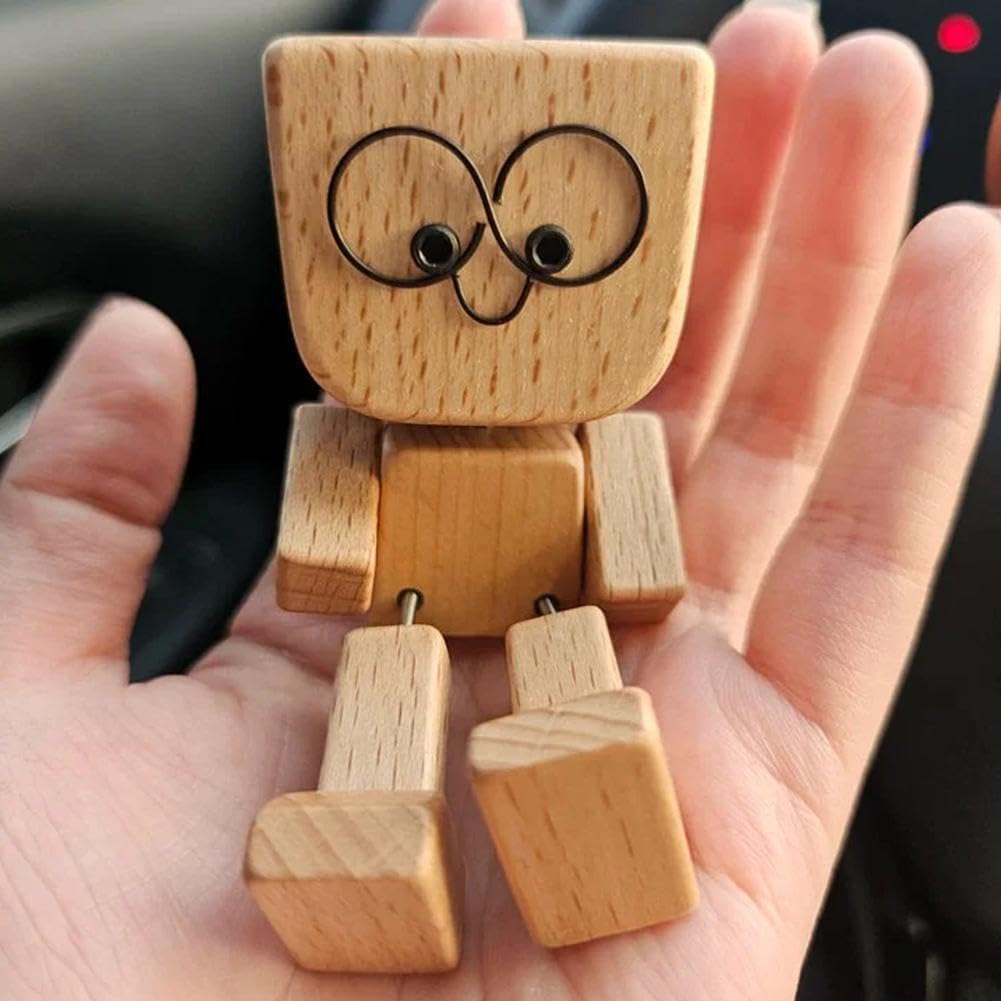 HappyTimber™ – Wooden Sway Figure with 12 Magnetic Emotions (50% Off)