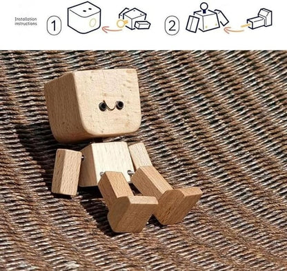 HappyTimber™ – Wooden Sway Figure with 12 Magnetic Emotions (50% Off)