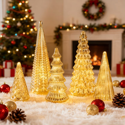 Merrydale™ – Full Set Glowing Mercury Glass Christmas Trees (50% Off)