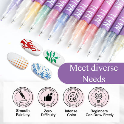 Vernisia™ – 12 Color Nail Art Fine Tip Pen Set